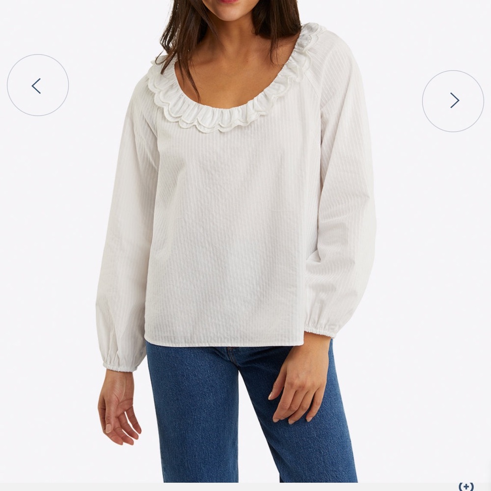 Draper James Reyna Long-Sleeve Top in Textured Shirting Stripe